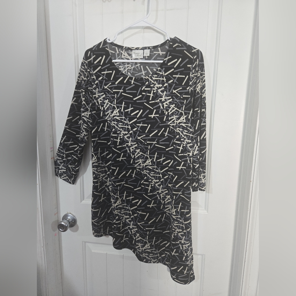 Women With Control by Renee Greenstein Abstract Tunic Top Size L